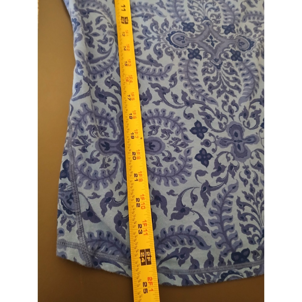 T by Talbots Womens Blue Damask Paisley Stretch Tee Top Large Modest - Picture 5 of 10
